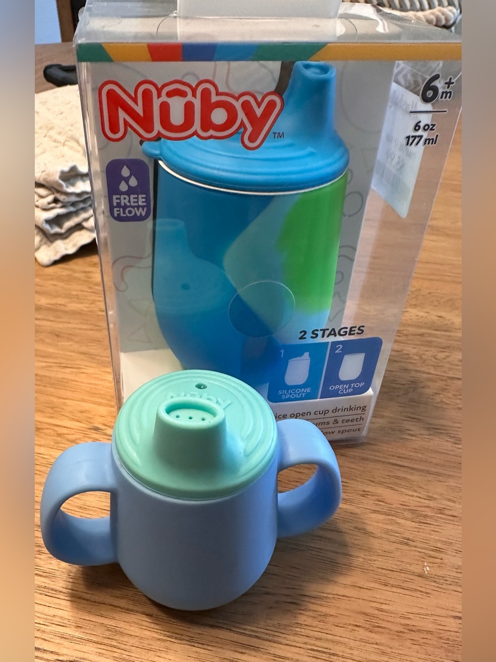 Nuby Two-Handle Training Cup in Light Blue and Mint